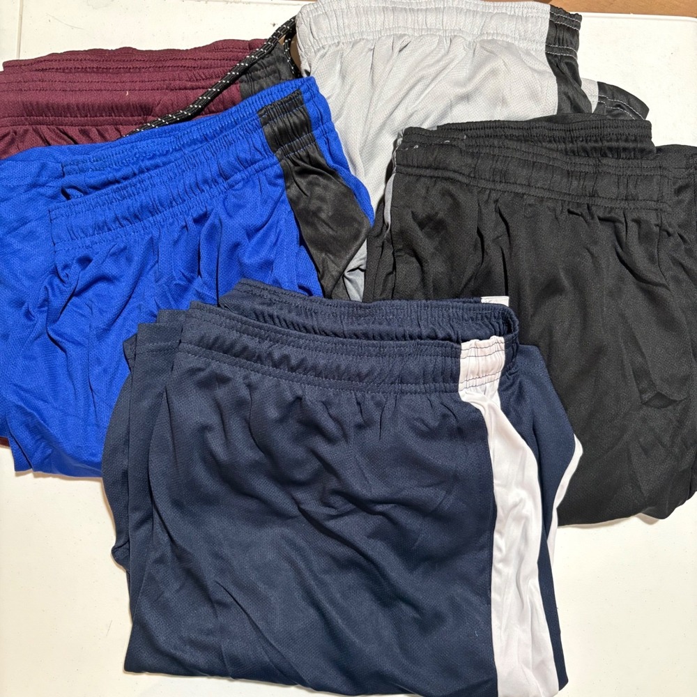 Real Essentials Mens Mesh Shorts 5 Pack Medium Blue Black Grey Navy Burgundy